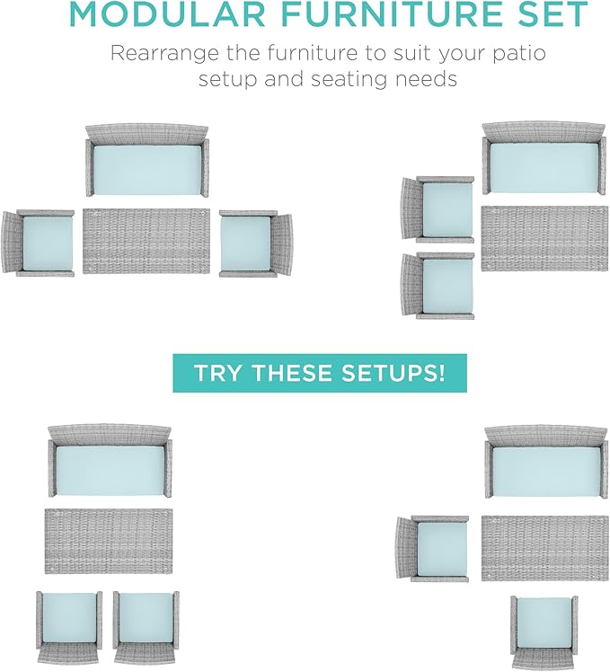 Best Choice Products 4-Piece Outdoor Wicker Patio Conversation Furniture Set - Image 2