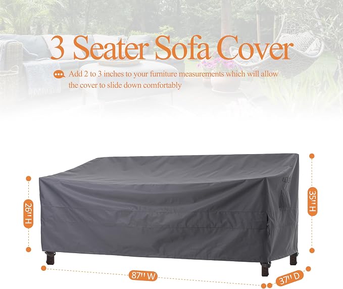 WJ-X3 3-Seater Outdoor Sofa Cover, Heavy Duty Patio Couch Cover, Waterproof - Image 7