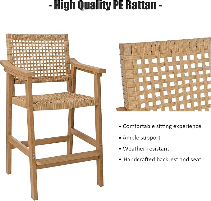 Poly Lumber Outdoor Bar Stools, Durable HIPS Material - Image 4