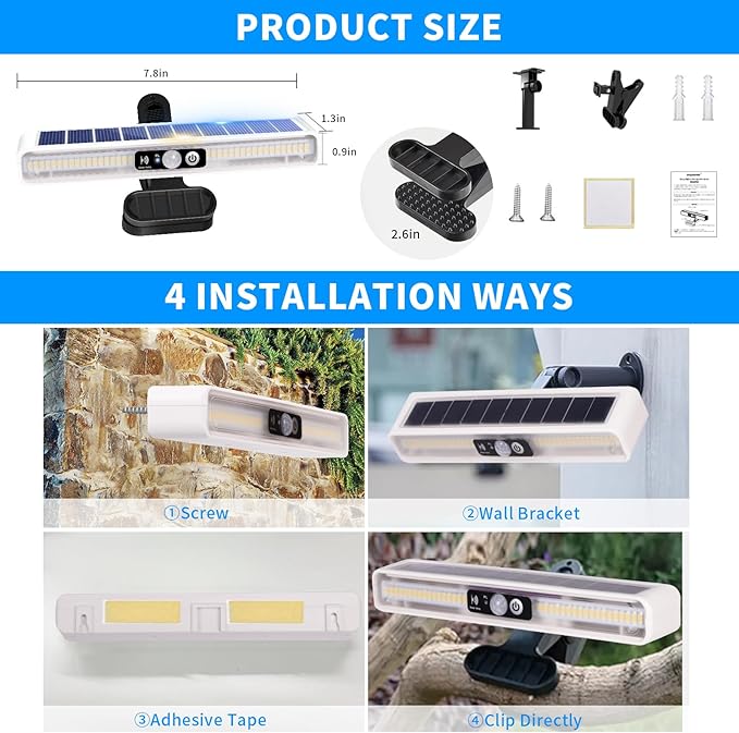 Clip On Solar Motion Lights Outdoor Waterproof, 4 Pack Motion Sensor Outdoor - Image 5