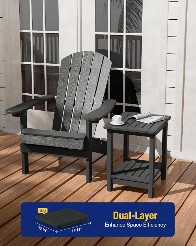YEFU Outdoor Side Table for Patio: 16" HIPS Weather - Image 4