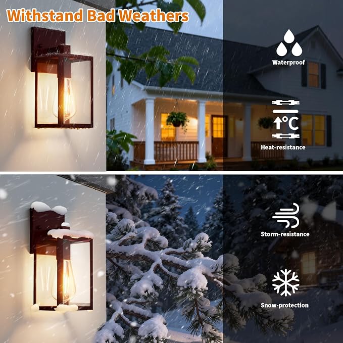 2 Pack Oil Rubbed Bronze Exterior Lighting Fixtures Wall Mount, Outside Front - Image 2