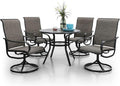 PHI VILLA Patio Dining Set 5 Piece, 4 Padded Textilene Swivel Patio Chairs and by PHIVILLAThepioneerofcomfortablehouseholdsupplies