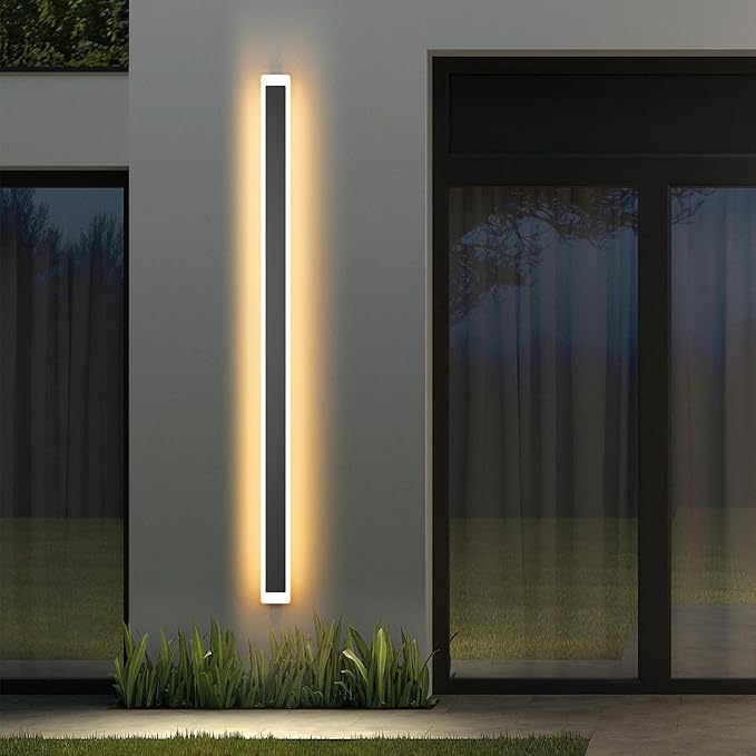 59in Long Outdoor LED Light IP65 Waterproof, Modern Exterior Wall Sconce Black by Coinmit
