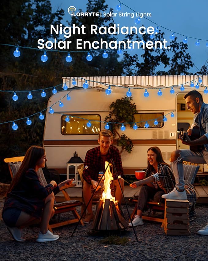 LORRYTE 2-Pack 120 LED Blue Solar String Lights Outdoor - 72FT Crystal Globe - Image 4