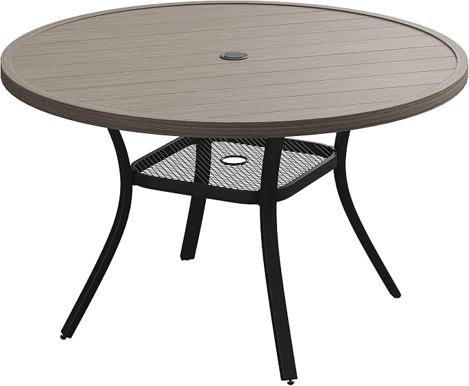 Patio Dining Table for 4-6, Round Metal Outdoor Table by VOXBIN