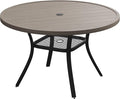 Patio Dining Table for 4-6, Round Metal Outdoor Table by VOXBIN