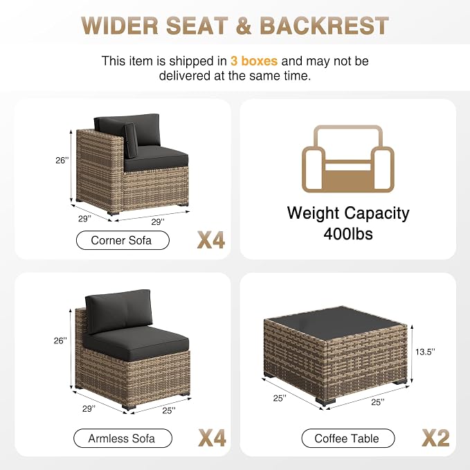 Aoxun Patio Furniture Sets, 10-Piece Outdoor Patio Furniture - Image 6