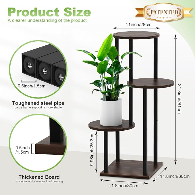 Plant Stand Indoor, 4 Tier Thickened Metal Corner Plant Shelf - Image 2