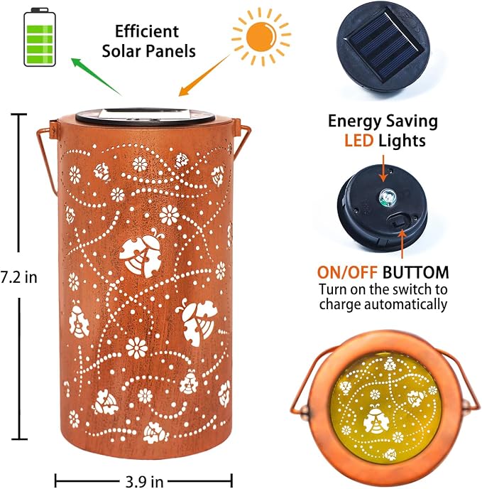Ladybug Solar Lanterns Outdoor Waterproof Hanging Solar Lights Ladybug Gifts - Image 6
