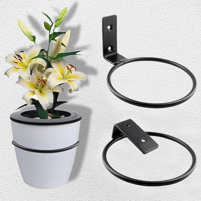 6 Pack 5 inch Flower Pot Holder Ring, Flower Pot Holder Ring Wall Mounted Set - Image 6