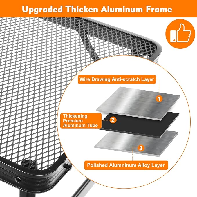 4 ft Folding Table with Metal Mesh Desktop, Grill Table Camping Table with - Image 5