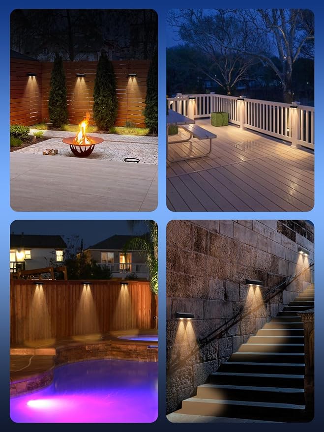Solar Fence Lights Outdoor Waterproof LED, 12 Pack RGB Fence Solar Lights - Image 8