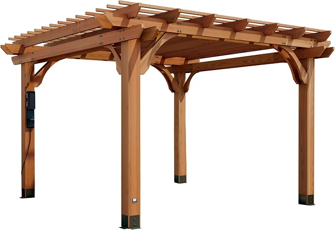 Backyard Discovery Beaumont 12' x 12' Traditional Cedar Wood Pergola Kit - Image 2