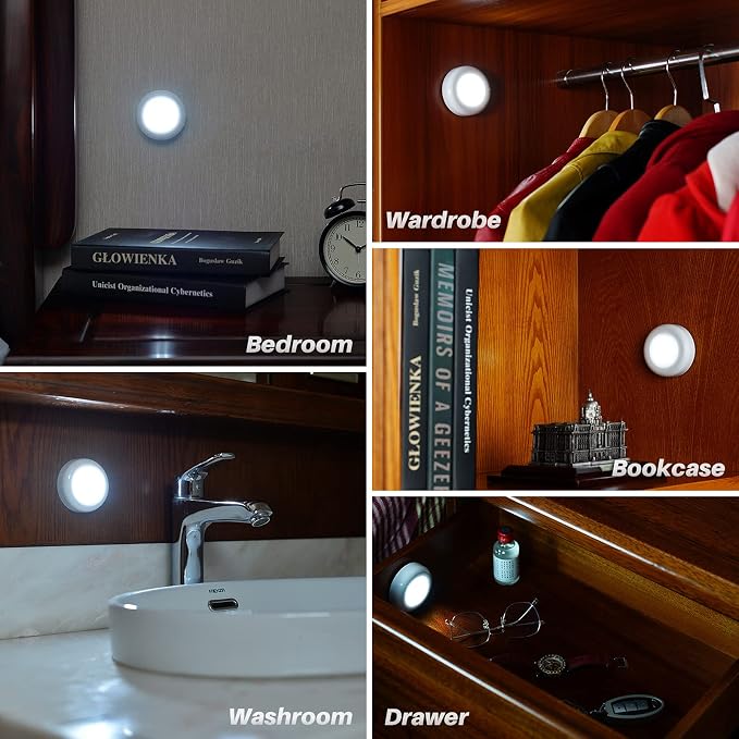 STAR-SPANGLED 6 Pack 2.8” Motion Sensor Lights Indoor AAA Battery Operated - Image 7