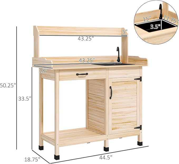 Outsunny Potting Bench Table - Image 7