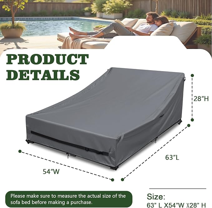 Outdoor Rattan Daybed Cover Heavy Duty 600D Weather-Resistant Waterproof Patio - Image 2