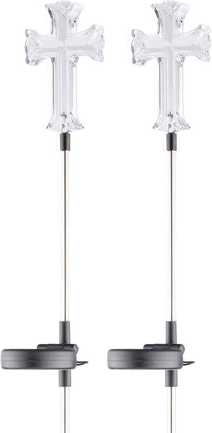 Alpine Corporation 34" Tall Outdoor Solar Powered Cross Pathway Light Stakes by AlpineCorporation