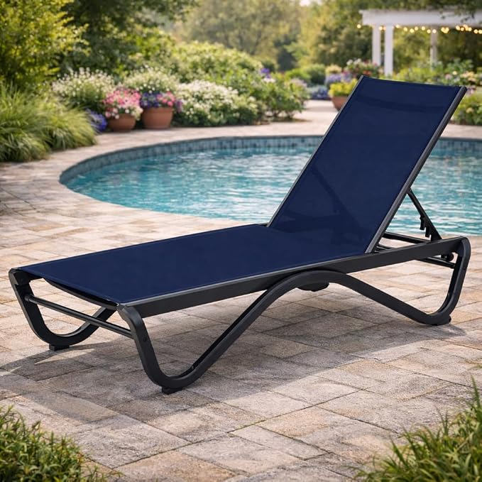Kozyard Outdoor Chaise Lounge Chair, Full Aluminum Frame, Adjustable Reclining by Kozyard