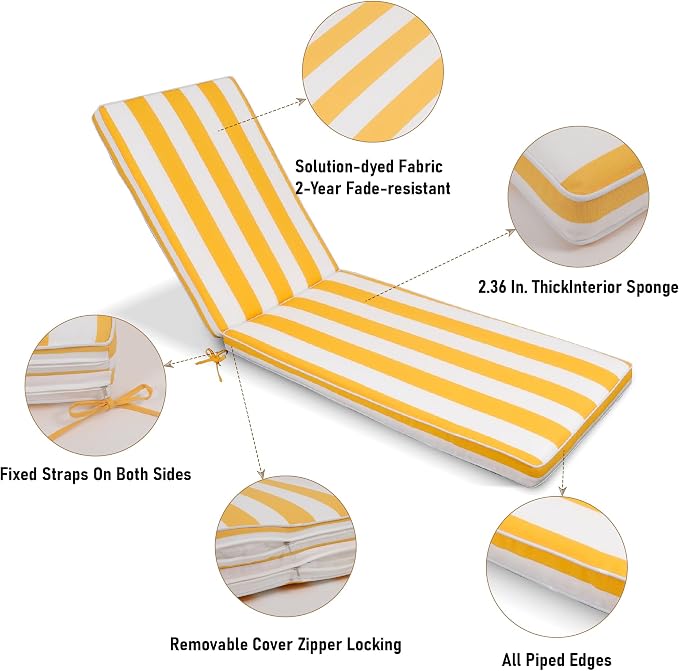 Only choice Outdoor Lounge Chair Cushions Patio Chaise Lounge Replacement - Image 5