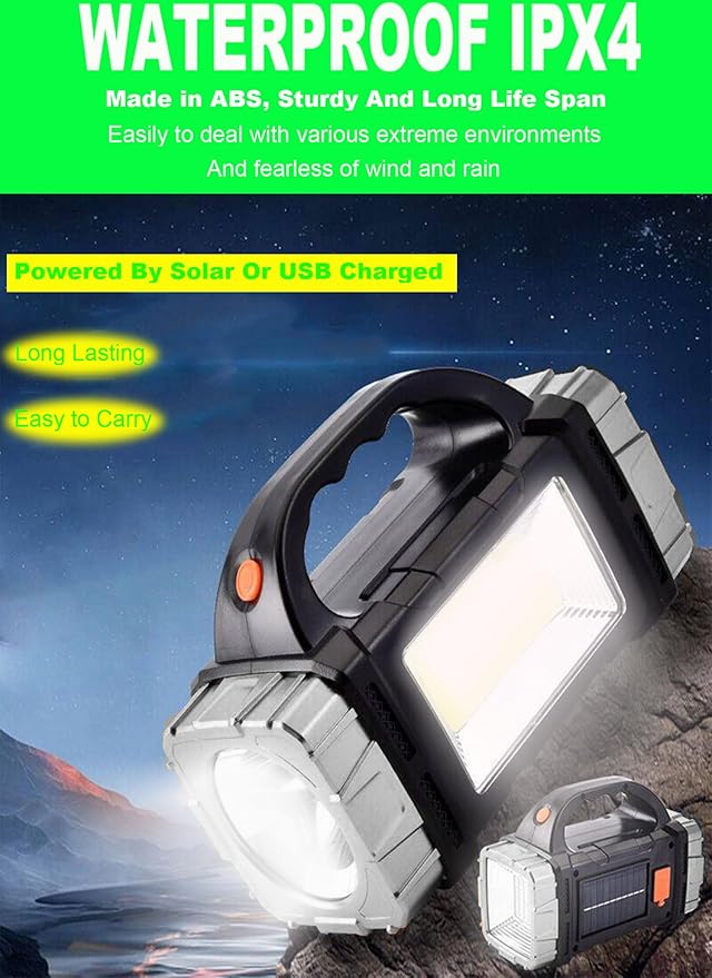 SUYOOULIN Solar Rechargeable LED Soptlight Flashlight, Super Bright 7000LM - Image 4