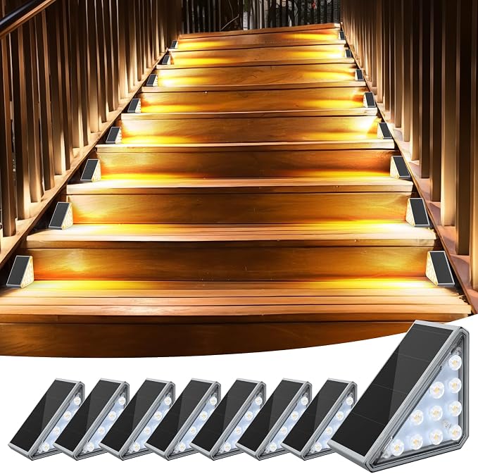 8 Pack Solar Stair Lights, Outdoor Step Lights by AUDLES