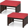 Tangkula 2 Pieces Patio PE Rattan Ottomans, Poolside and Yard by TANGKULA