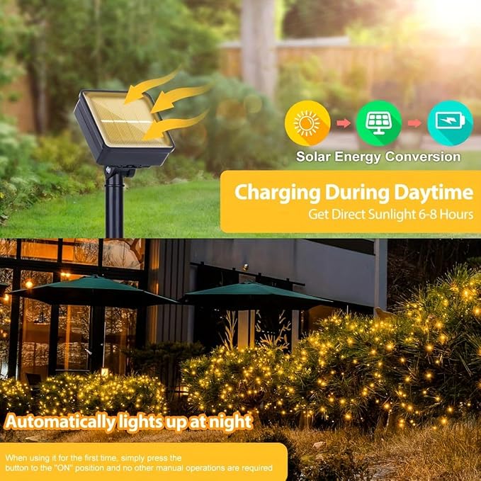Solar String Lights for Outside, 66FT 200 LED Outdoor Solar Fairy Lights - Image 2