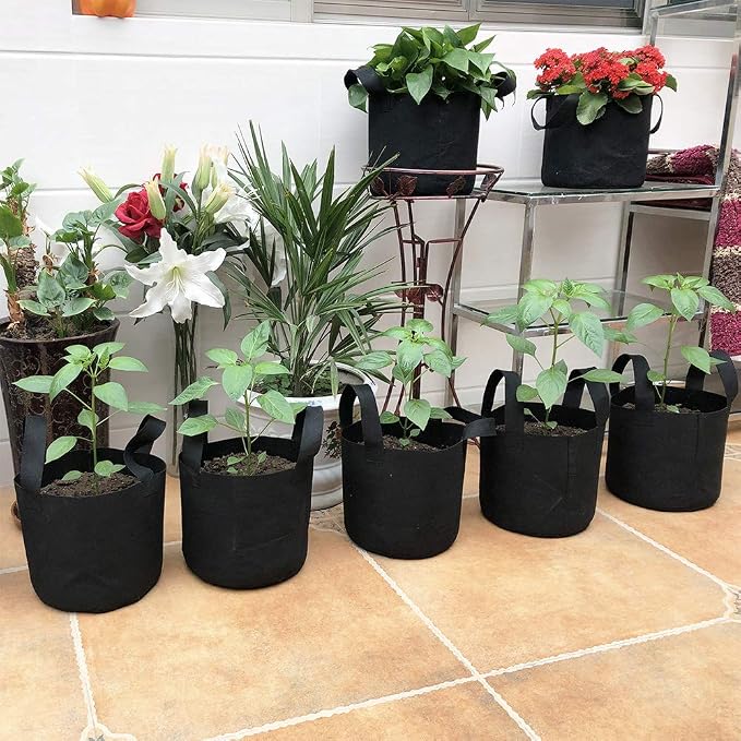 JERIA 12-Pack 20 Gallon Grow Bags, 300G Thickened Nonwoven Garden Pots - Image 7