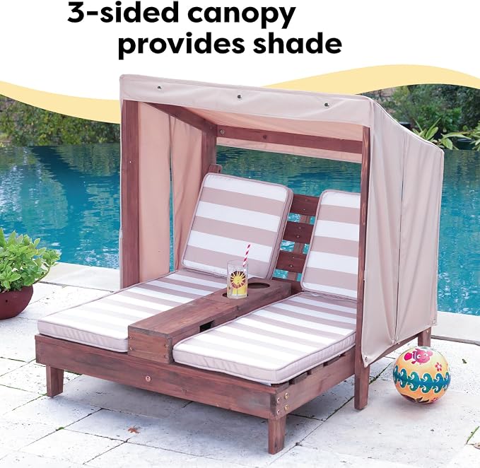 KidKraft Wooden Outdoor Double Chaise Lounge - Image 7