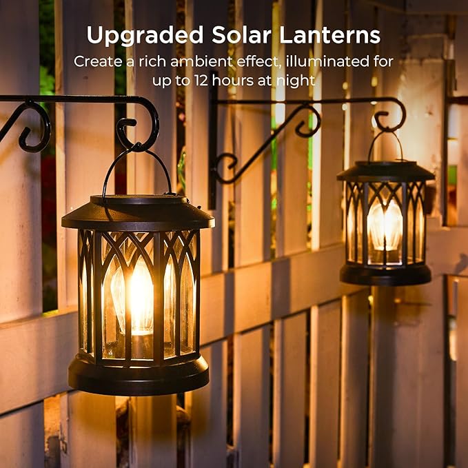 WdtPro 4 Pack Solar Lantern Outdoor Lights, Upgraded Bright Solar Lanterns - Image 6