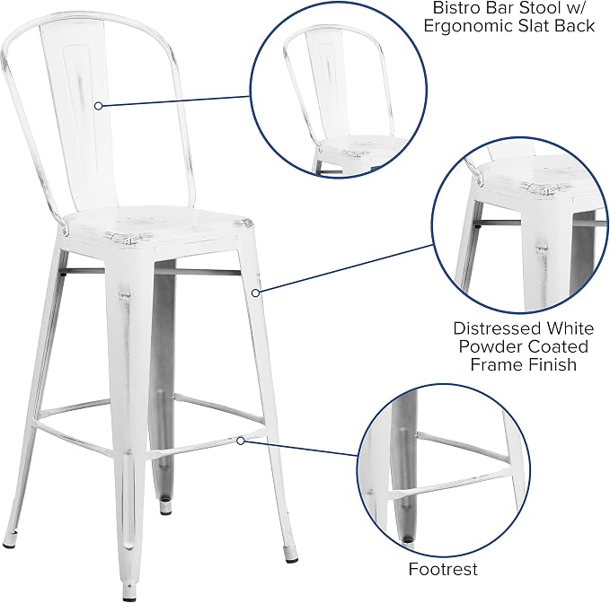 EMMA + OLIVER Commercial Grade 30" H Distressed White Metal Indoor-Outdoor - Image 4