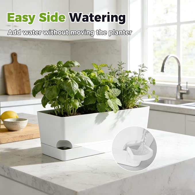 4 Pack Self Watering Pots for Indoor Plants 17 Inches Window Boxes Planters - Image 8
