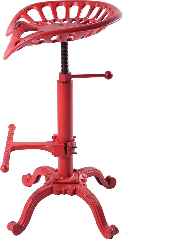Diwhy Rustic Industrial Farmhouse Tractor Seat Adjustable Bar Stool Industrial - Image 8
