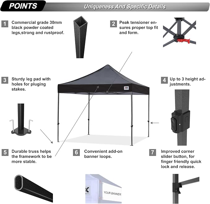 ABCCANOPY Patio Pop Up Canopy Tent 10x10 Commercial-Series - Image 3