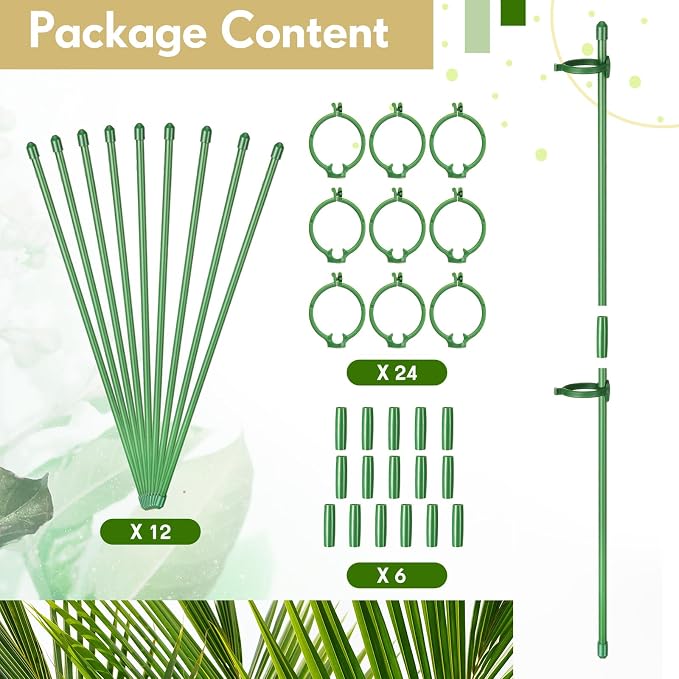 meekoo 12 Pcs Adjustable Garden Plant Support Stakes Single Stem Plant Cage - Image 4