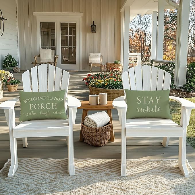 PANDICORN Welcome to Our Porch Stay Awhile Outdoor Lumbar Decorative Throw - Image 6