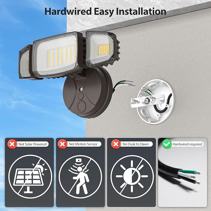 Olafus 80W Flood Lights Outdoor, Switch Controlled 8000LM LED Security Lights - Image 3