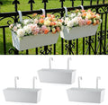 3 Pack Metal Railing Planters, 16 Inch Large Rectangular Hanging Flower Pots by MeltsetM