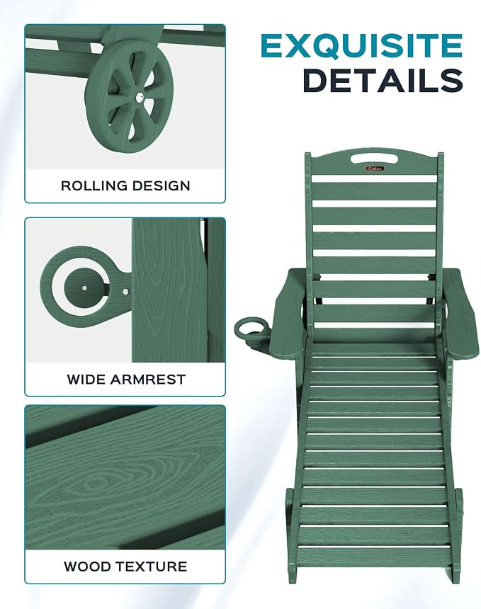 Outdoor Lounge Chair Set of 4, All Weather Patio Chaise Lounge Chair - Image 5