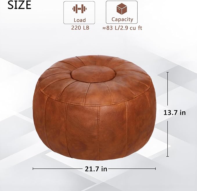 Thgonwid Unstuffed Moroccan Storage Pouf Foot Stool Ottoman Seat Handmade Faux - Image 2