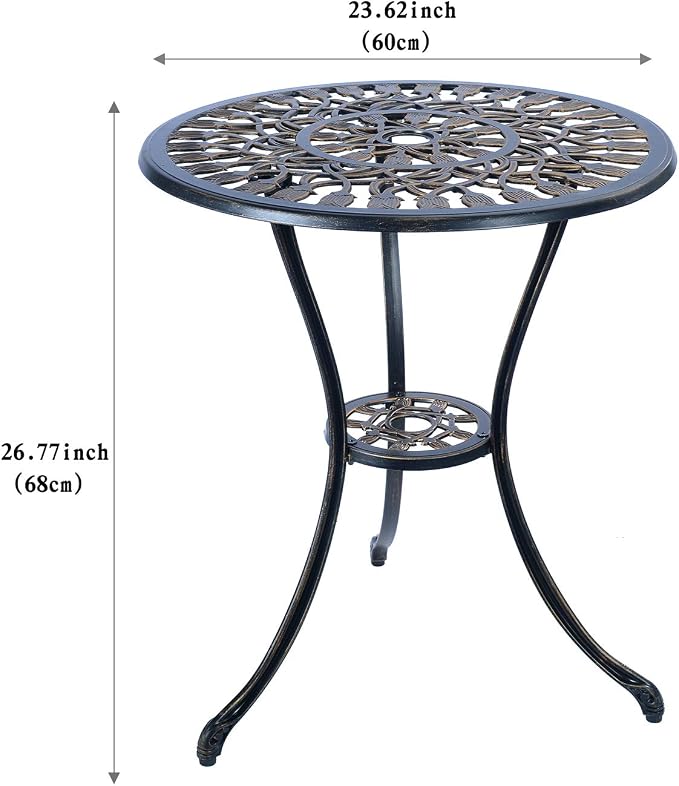 C/G 3 Piece Bistro Set, Outdoor Patio Set, Anti-Rust Cast Aluminum Bistro Table - Image 2