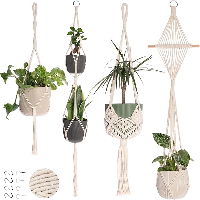 Nook Theory 4-Pack Macrame Plant Hangers by NookTheory