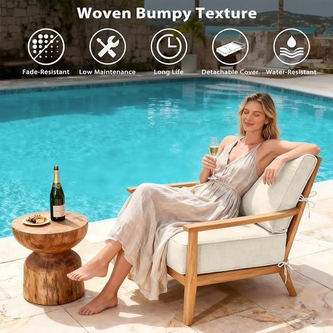 Sundale Outdoor Olefin Deep Seat Cushion Set of 2, Patio Chair Cushion and - Image 2