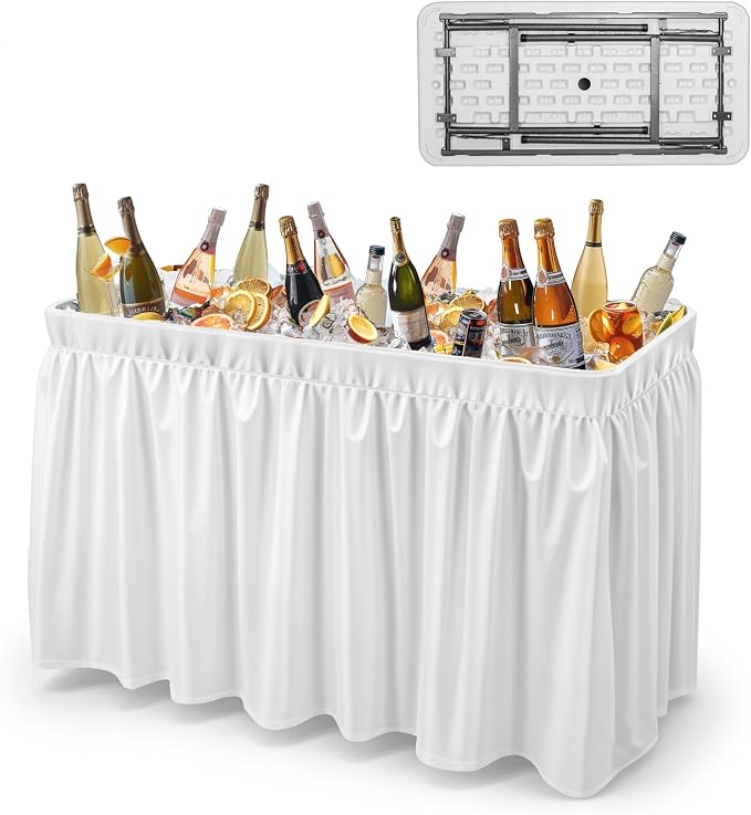 VINGLI 46" Extra Large Party Ice Cooler Folding Table, Portable Tailgate Camp by VINGLI