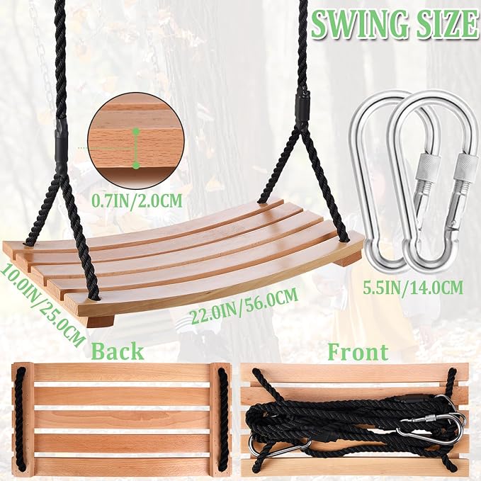 Taeku Adult Tree Swing, Hanging Beech Wood Swings - Image 2