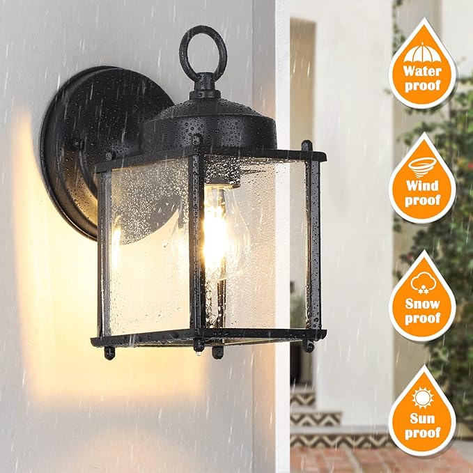 Outdoor Wall Lantern, Exterior Waterproof Wall Sconce Light Fixtures, 2 Pack - Image 5