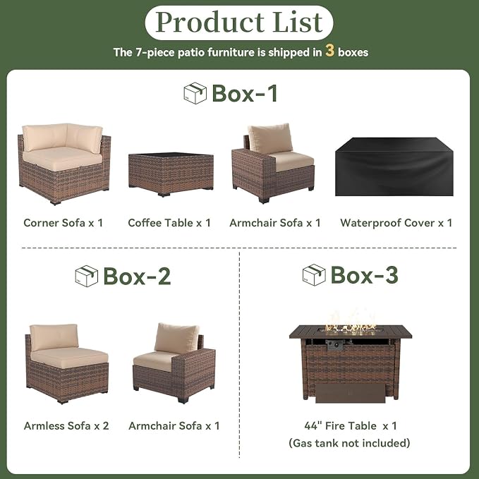 Aoxun 7 Piece Patio Furniture Set - Image 2