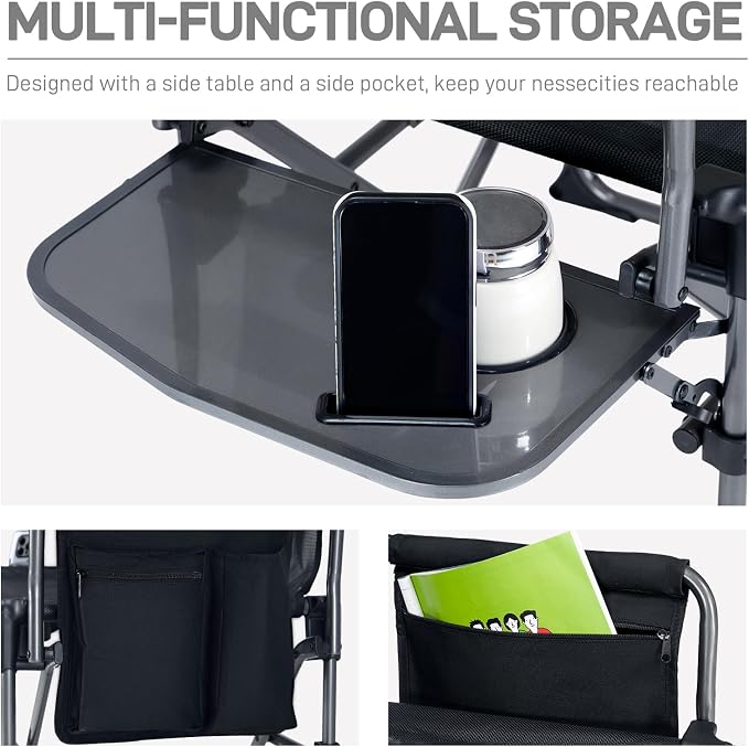 EVER ADVANCED Portable 30.7" Seat Height Tall Folding Camping Chair Directors - Image 7