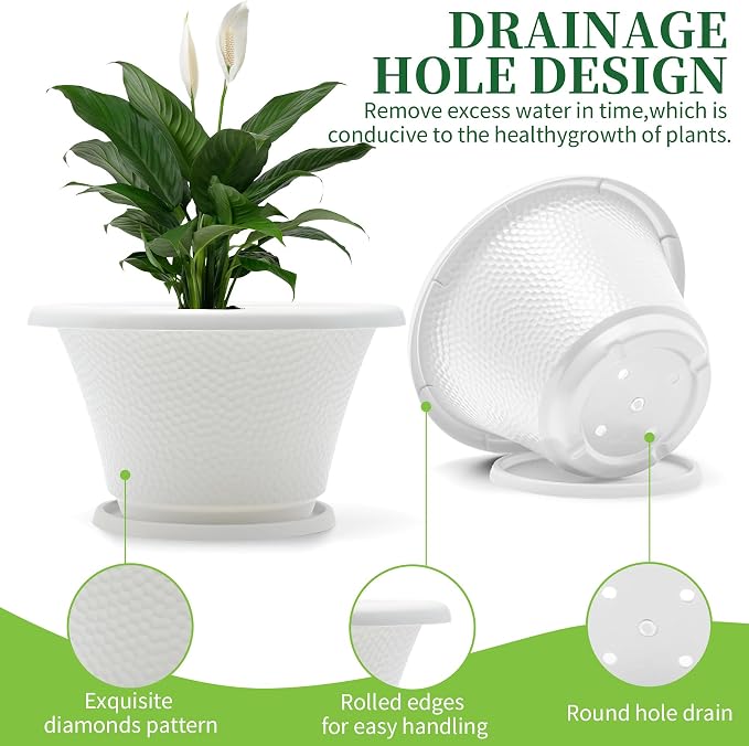 Quarut 12 Inch Plant Pot, 4 Pack Large pots - Image 4